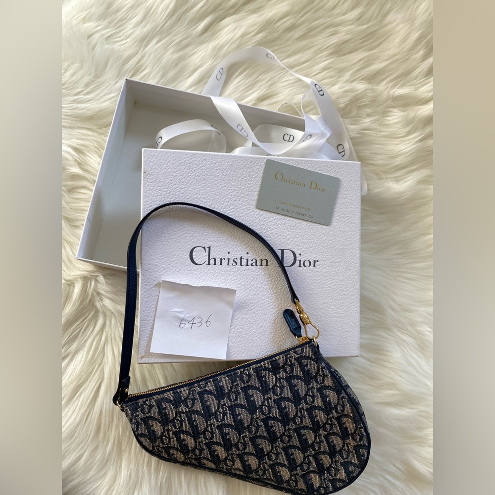 Authentic vintage Dior blue trotter mini saddle
